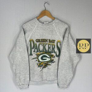 Green Bay Packers 1996 Big Logo Printed Pullover sweatshirt shirt grey 1996